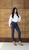 Yüksek Bel Dar Kalıp En Boy Likralı Dark Blue Jean Pantolon