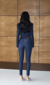 Yüksek Bel Dar Paça Dark Blue Trok Detaylı  Jean Pantolon