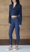 Yüksek Bel Dar Paça Dark Blue Trok Detaylı  Jean Pantolon