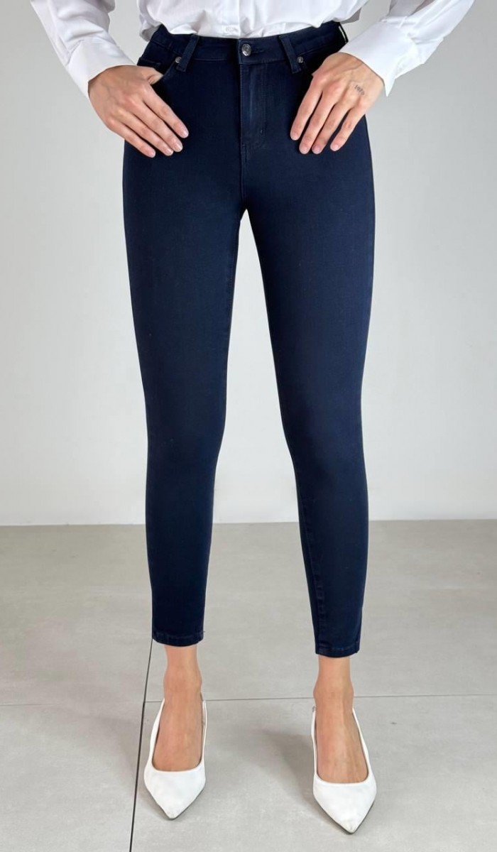 Dar Paça Yüksek Bel Navy Blue Jean Pantolon Dar Paça Yüksek Bel Navy Blue Jean Pantolon