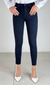Dar Paça Yüksek Bel Navy Blue Jean Pantolon