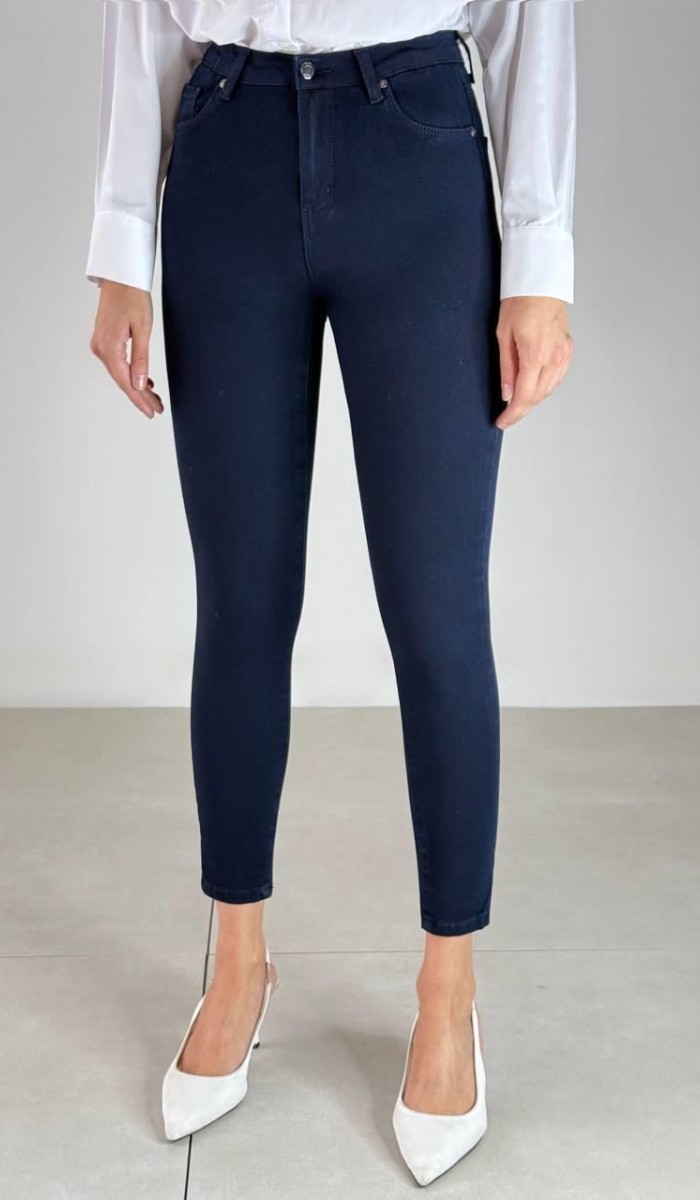 Kadın Dar Paça Yüksek Bel Navy Blue Jean Pantolon