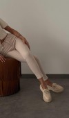 Yüksek Bel Dar Paça Bej Mira Jean Pantolon