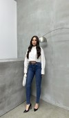 Yüksek Bel Dar Paça Blue Jean Pantolon