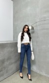 Yüksek Bel Dar Paça Blue Jean Pantolon
