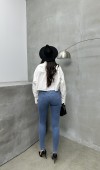 Yüksek Bel Dar Paça Light Blue Jean Pantolon