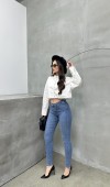Yüksek Bel Dar Paça Light Blue Jean Pantolon