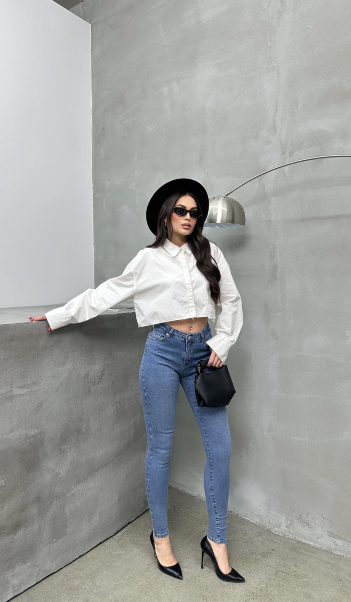 Yüksek Bel Dar Paça Light Blue Jean Pantolon