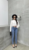 Yüksek Bel Dar Paça Light Blue Jean Pantolon