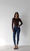 Yüksek Bel Dar Paça Dark Blue Kadın Jean Pantolon