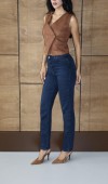 Yüksek Bel Klasik Kesim Dar Paça Blue Black Jean Pantolon