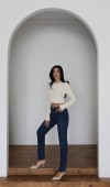 Yüksek Bel Klasik Kesim Dar Paça Dark Blue Jean Pantolon