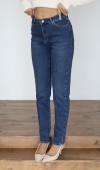 Yüksek Bel Klasik Kesim Dar Paça Dark Blue Jean Pantolon