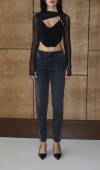 Yüksek Bel Yandan Taş Detaylı Antrasit Mom Fit Jean Pantolon