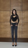 Yüksek Bel Yandan Taş Detaylı Antrasit Mom Fit Jean Pantolon
