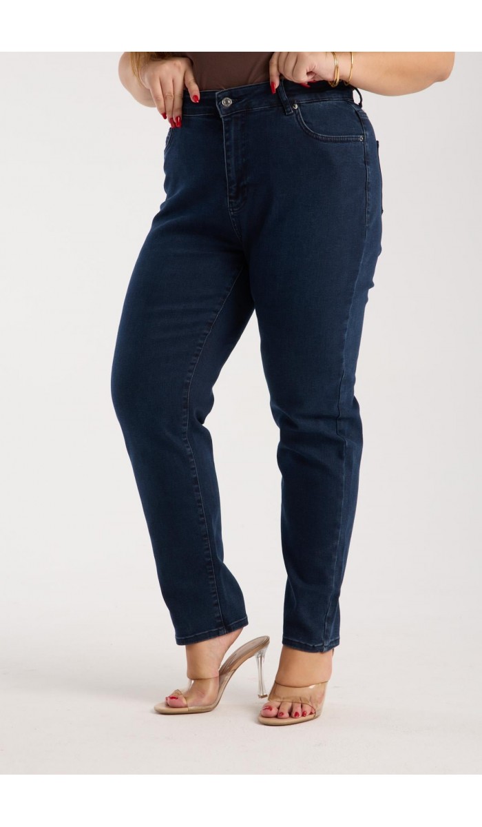 Kadın Yüksek Bel Yarım Boru Paça Blue Black Jean Pantolon