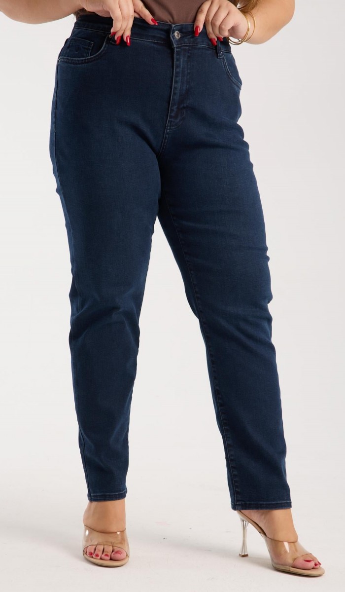 Kadın Yüksek Bel Yarım Boru Paça Blue Black Jean Pantolon Kadın Yüksek Bel Yarım Boru Paça Blue Black Jean Pantolon