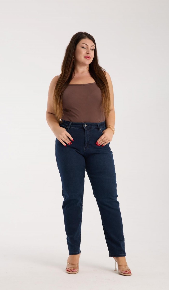 Kadın Yüksek Bel Yarım Boru Paça Blue Black Jean Pantolon Kadın Yüksek Bel Yarım Boru Paça Blue Black Jean Pantolon