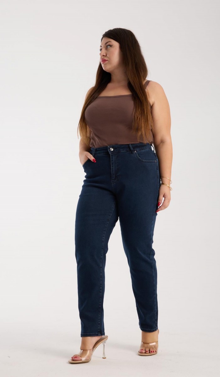 Kadın Yüksek Bel Yarım Boru Paça Blue Black Jean Pantolon Kadın Yüksek Bel Yarım Boru Paça Blue Black Jean Pantolon
