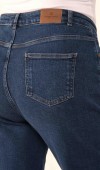 Yüksek Bel Dar Paça Battal Kesim Dark Blue Jean Pantolon