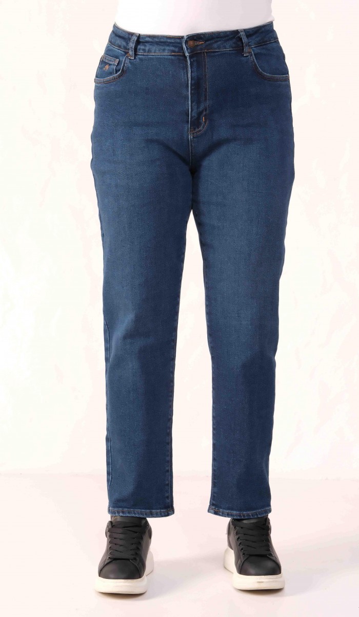Yüksek Bel Dar Paça Battal Kesim Dark Blue Jean Pantolon Yüksek Bel Dar Paça Battal Kesim Dark Blue Jean Pantolon