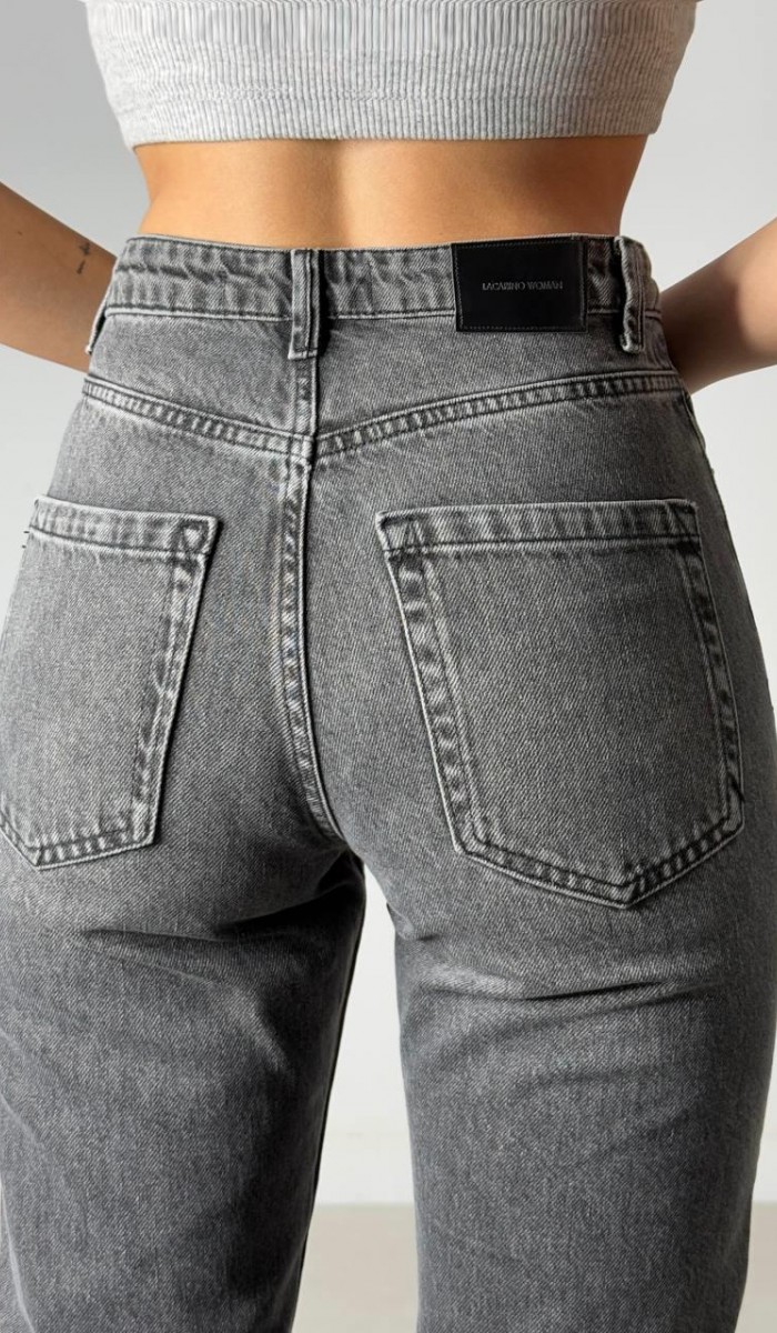 Yüksek Bel Boru Paça Bilek Boy Onyx Black Jean Pantolon Yüksek Bel Boru Paça Bilek Boy Onyx Black Jean Pantolon