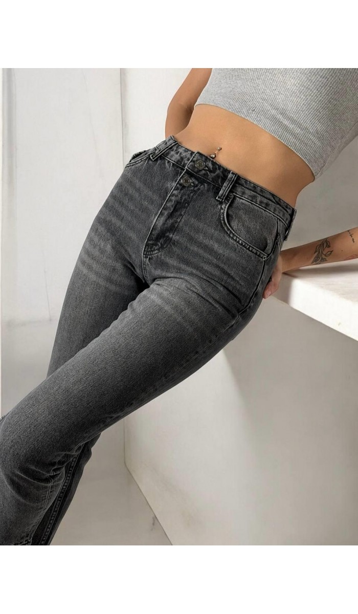 Yüksek Bel Boru Paça Bilek Boy Onyx Black Jean Pantolon Yüksek Bel Boru Paça Bilek Boy Onyx Black Jean Pantolon