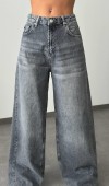 Yüksek Bel Bol Kesim Gri E. Wide Leg Jean Pantolon