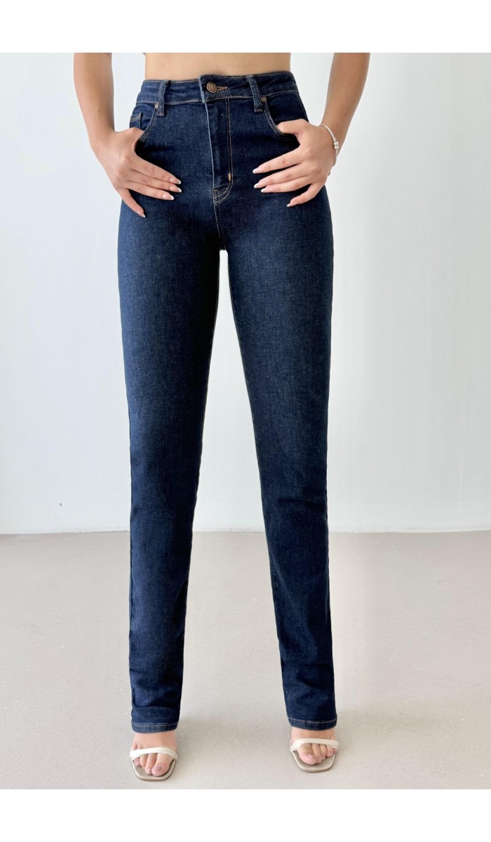 Klasik Kesim Yüksek Bel Rinse Jean Pantolon