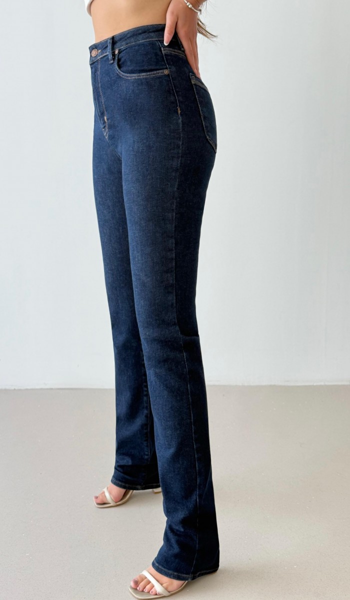 Klasik Kesim Yüksek Bel Rinse Jean Pantolon