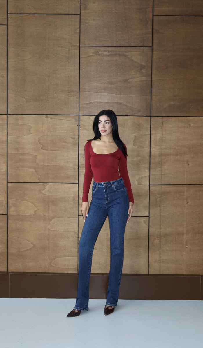Yüksek Klasik Kesim Blue Jean Pantolon