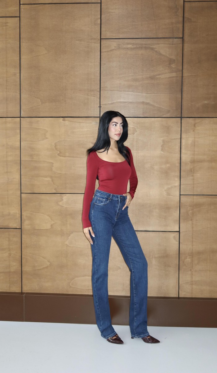 Yüksek Klasik Kesim Blue Jean Pantolon