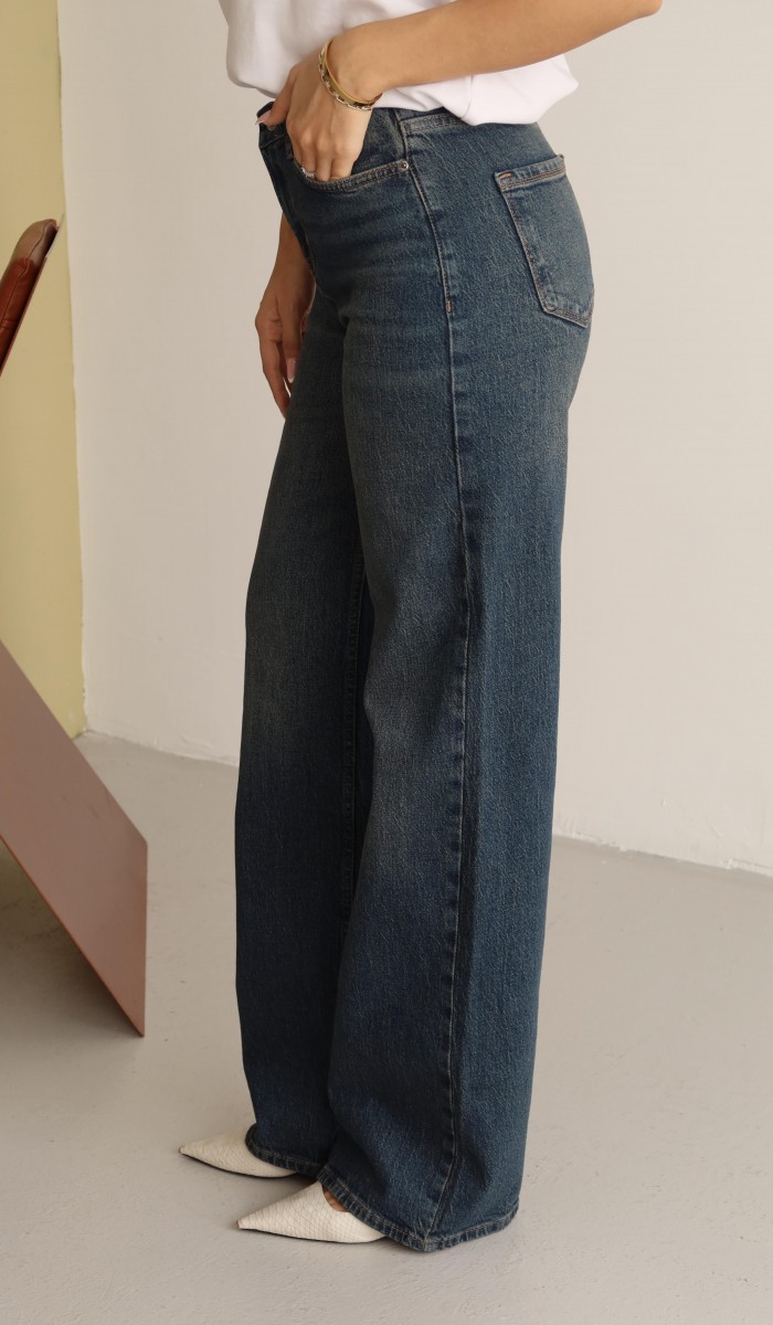 Yüksek Bel Hafif Bol Kesim Kahve Tint Jean Pantolon