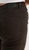 Yüksek Bel Yarım İspanyol Paça Dark Kahve Jean Pantolon