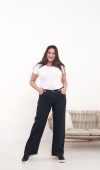 Yüksek Bel Battal Kesim Kahve Tint Jean Pantolon