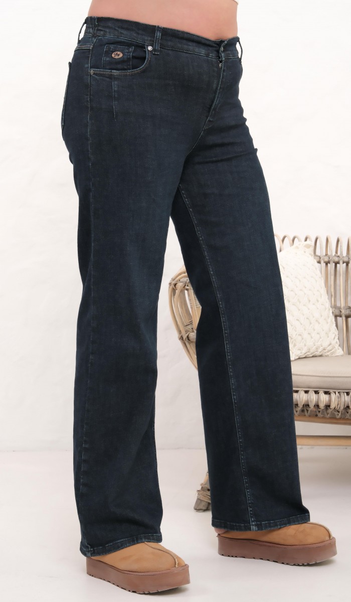 Yüksek Bel Battal Kesim Yeşil Tint Jean Pantolon Yüksek Bel Battal Kesim Yeşil Tint Jean Pantolon