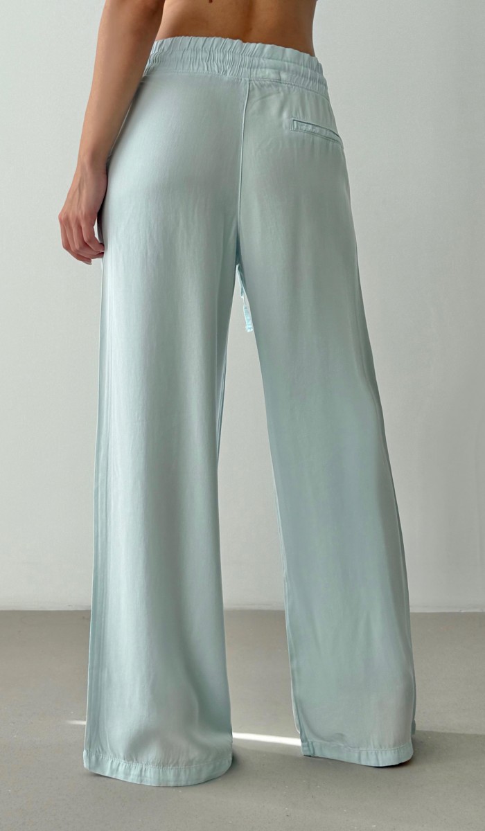 Bel Lastik Detaylı Bebe Mavi Palazzo Pantolon