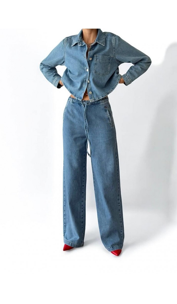 Kadın Yüksek Bel Bol Kesim Light Blue Jean Pantolon Kadın Yüksek Bel Bol Kesim Light Blue Jean Pantolon