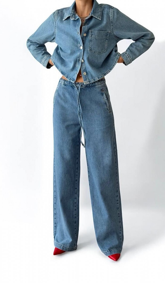 Kadın Yüksek Bel Bol Kesim Light Blue Jean Pantolon Kadın Yüksek Bel Bol Kesim Light Blue Jean Pantolon