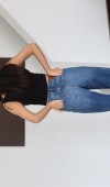 Yüksek Bel Yarım Balon Kalıp Blue Jean Pantolon