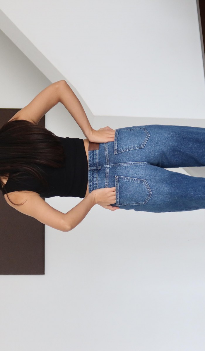 Yüksek Bel Yarım Balon Kalıp Blue Jean Pantolon