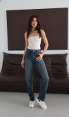 Yüksek Bel Yarım Balon Kalıp Kahve Tint Jean Pantolon