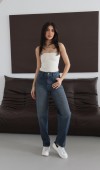 Yüksek Bel Yarım Balon Kalıp Kahve Tint Jean Pantolon