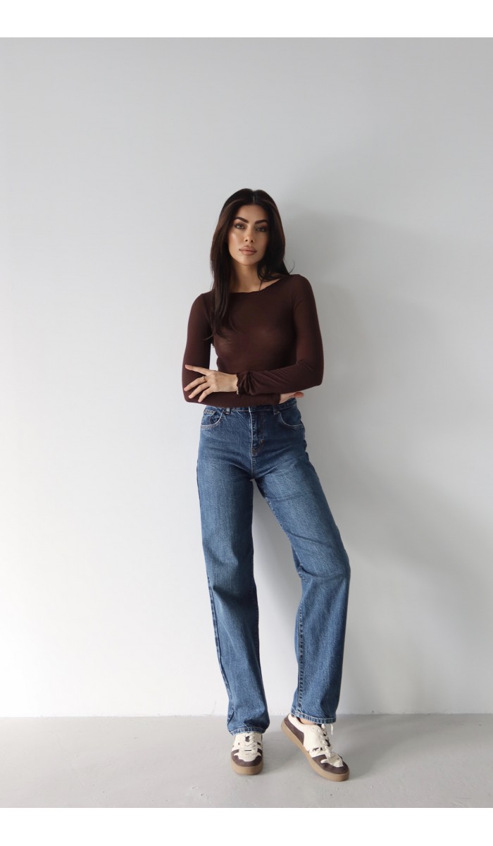 Yüksek Bel Yarım Balon Kalıp Navy Blue Jean Pantolon