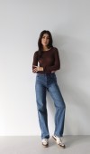 Yüksek Bel Yarım Balon Kalıp Navy Blue Jean Pantolon
