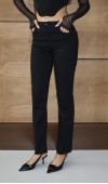 Yüksek Bel Paça Kesik Detaylı Black Jean Pantolon