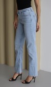 Yüksek Bel Paça Kesik Detaylı Blue Jean Pantolon