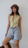 Kadın Grey Şort Jean