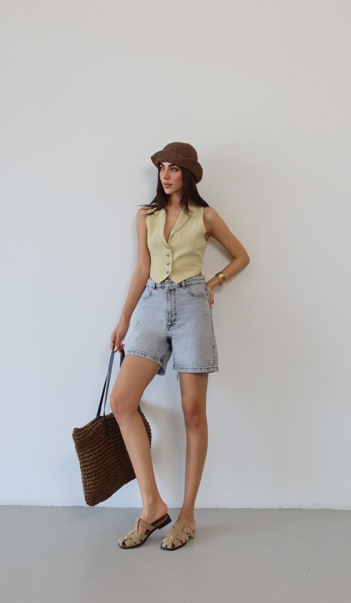 Kadın Grey Şort Jean