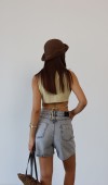 Kadın Grey Şort Jean